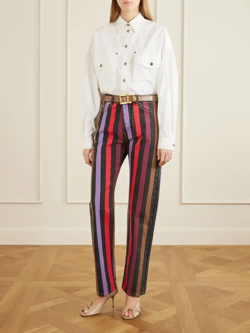 Versace Striped Mid-rise Straight-leg Cotton Jeans | Thumbnail 2 Versace Striped Mid-rise Straight-leg Cotton Jeans | Thumbnail 2