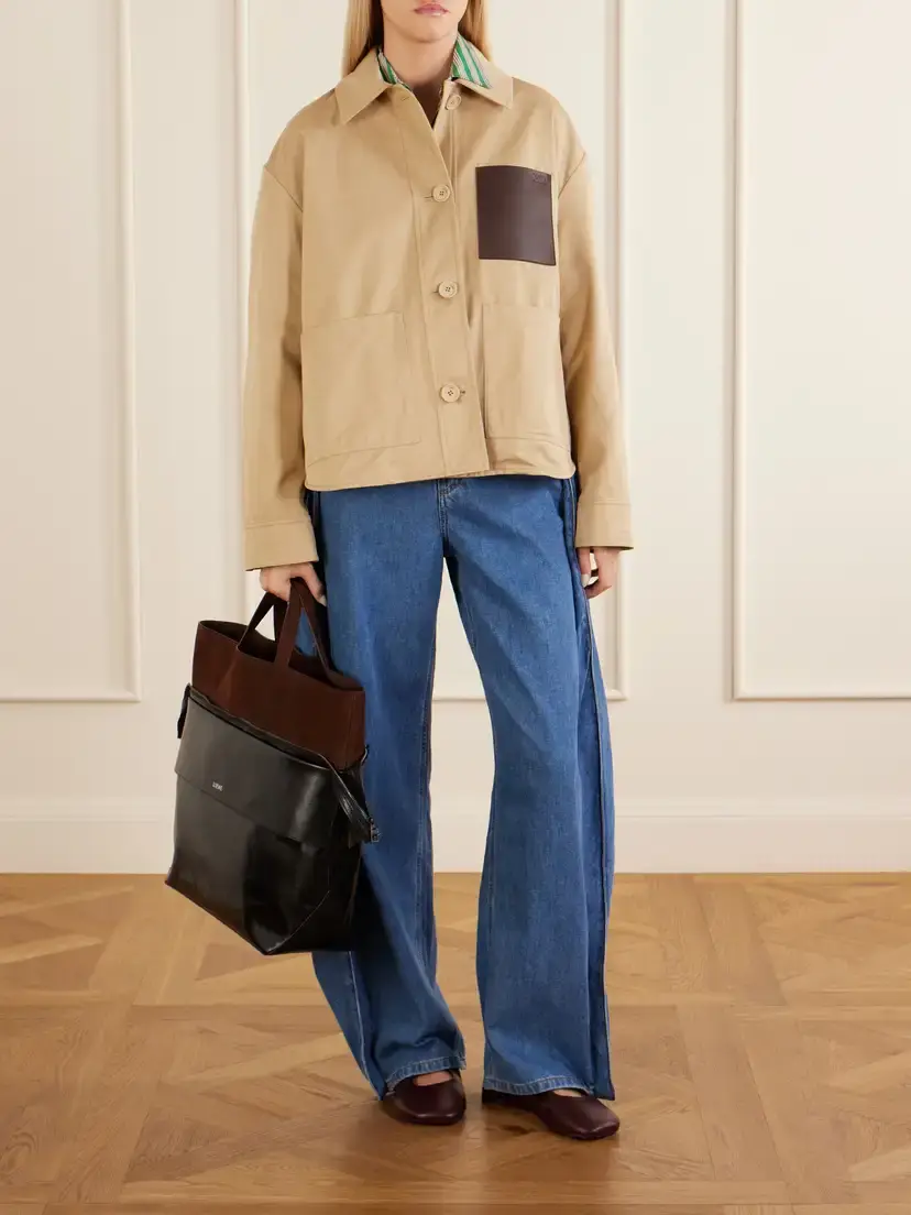 Loewe Switch Large Suede-trimmed Crinkled Leather Tote | Thumbnail 2 Loewe Switch Large Suede-trimmed Crinkled Leather Tote | Thumbnail 2