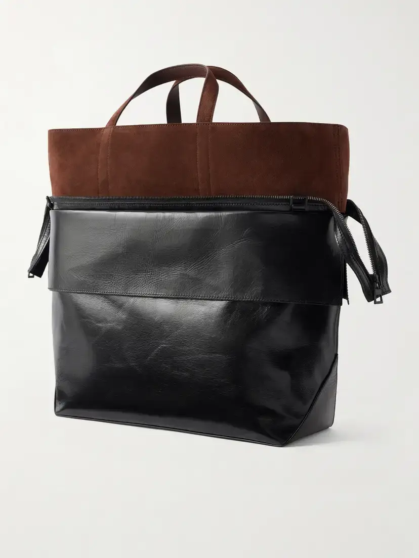 Loewe Switch Large Suede-trimmed Crinkled Leather Tote | Thumbnail 4 Loewe Switch Large Suede-trimmed Crinkled Leather Tote | Thumbnail 4