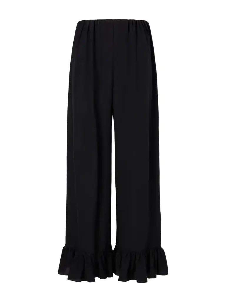 Chloé Ruffled Silk Crepe De Chine Wide-leg Pants | Image 1 Chloé Ruffled Silk Crepe De Chine Wide-leg Pants | Image 1