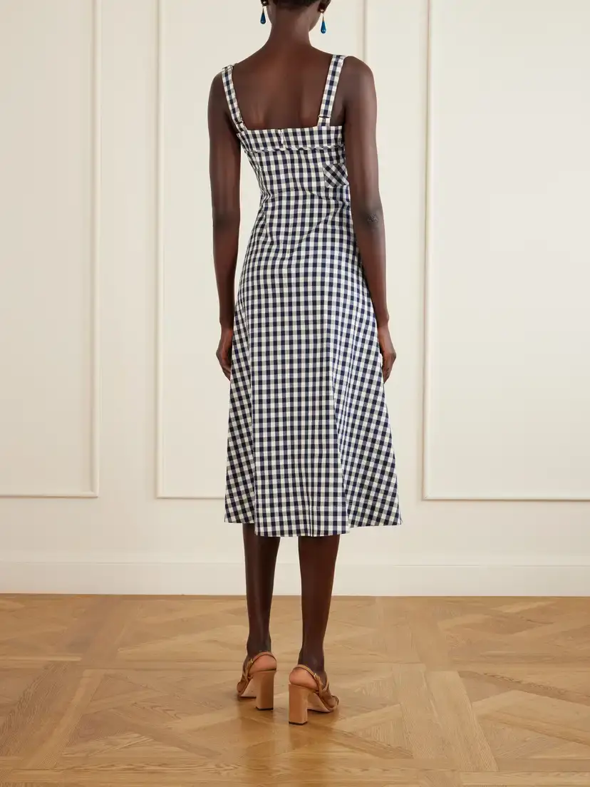 Veronica Beard Lois Checked Stretch-cotton Cloqué Midi Dress | Thumbnail 4 Veronica Beard Lois Checked Stretch-cotton Cloqué Midi Dress | Thumbnail 4