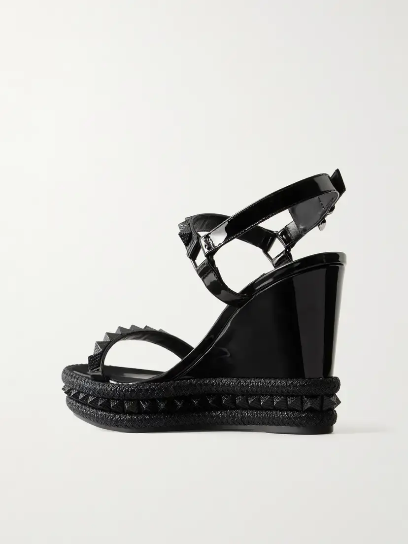 Christian Louboutin Pyraclou 110 Studded Leather Wedge Sandals | Thumbnail 3