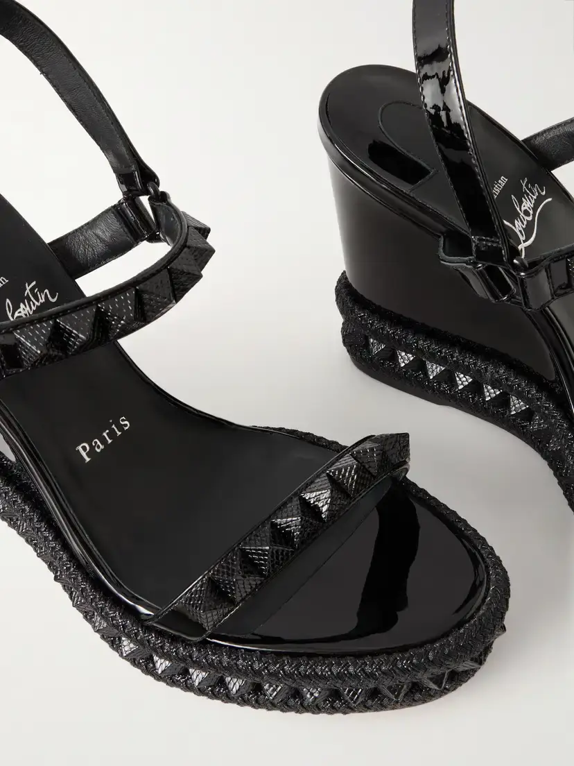 Christian Louboutin Pyraclou 110 Studded Leather Wedge Sandals | Thumbnail 5
