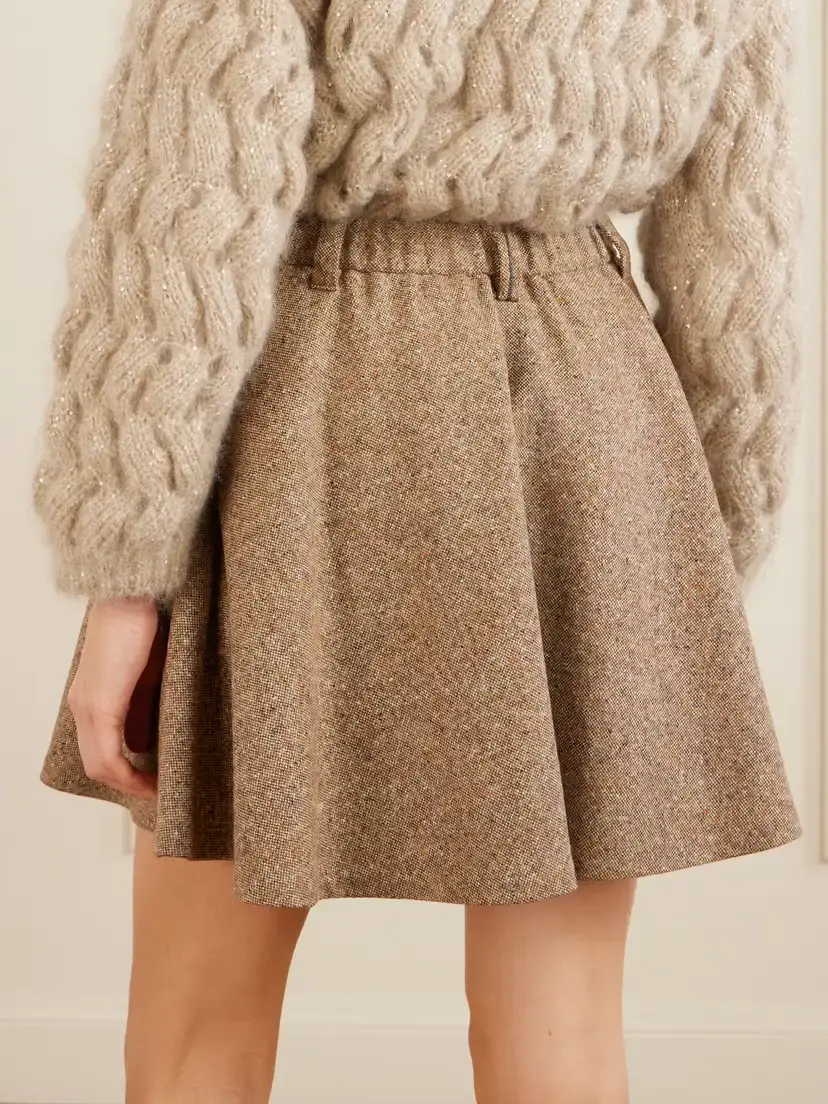 Brunello Cucinelli Pleated Wool-blend Tweed Mini Skirt | Thumbnail 4