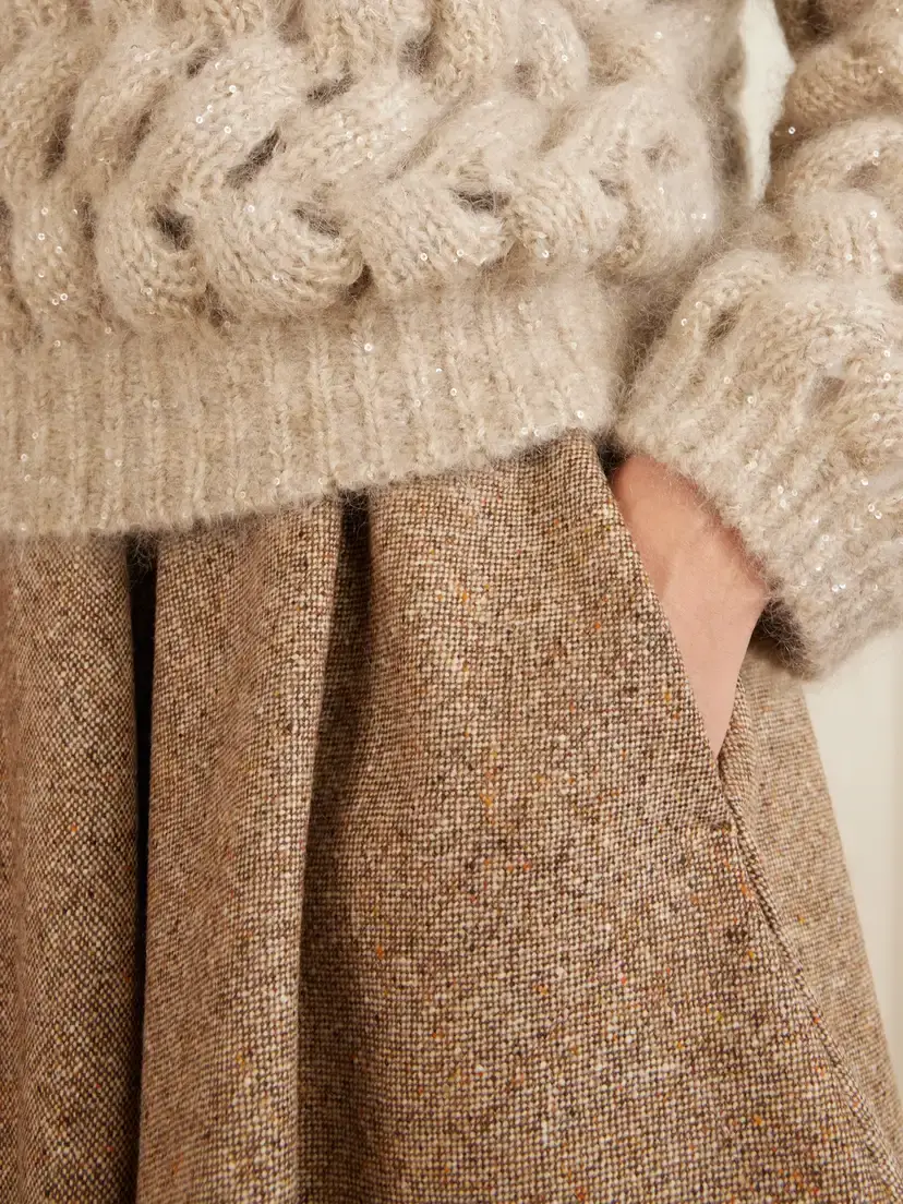 Brunello Cucinelli Pleated Wool-blend Tweed Mini Skirt | Thumbnail 5