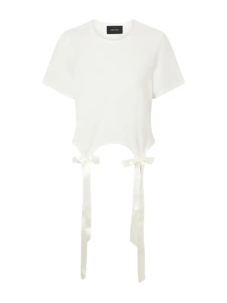Simone Rocha Bow-detailed Jersey T-shirt | Image 1 Simone Rocha Bow-detailed Jersey T-shirt | Image 1