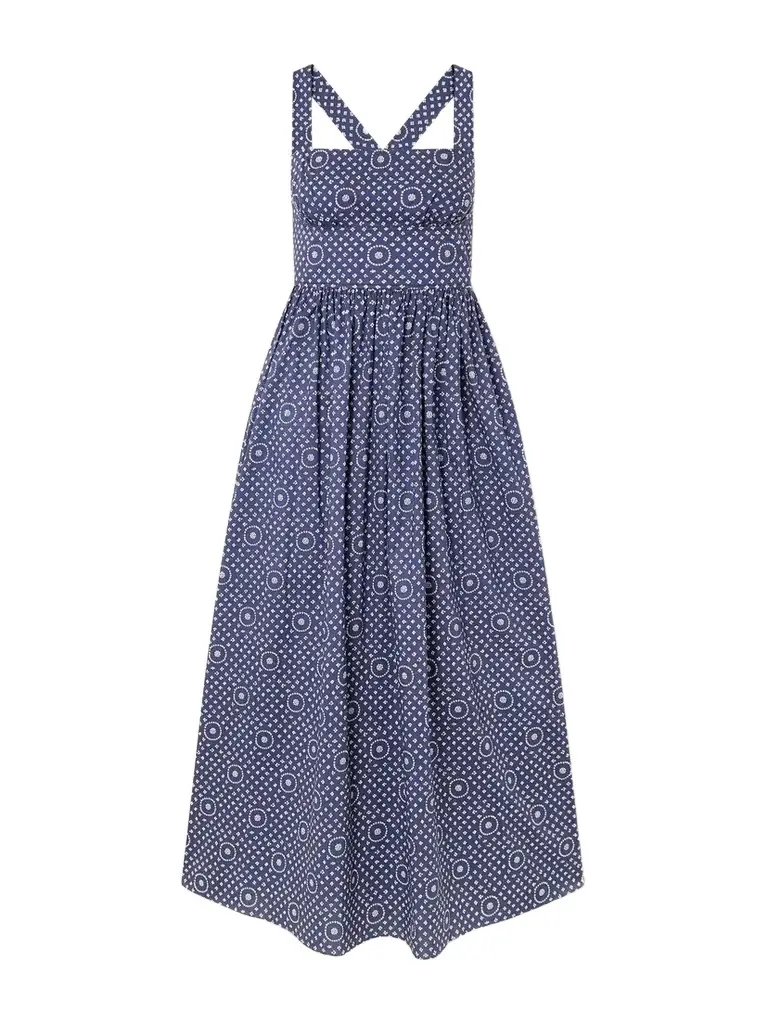 Matteau Gathered Printed Organic Cotton Midi Dress | Image 1 Matteau Gathered Printed Organic Cotton Midi Dress | Image 1