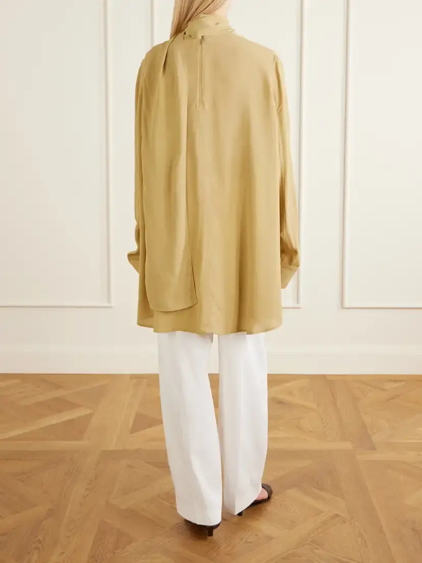 TOTEME Tie-detailed Crepe Shirt | Thumbnail 3 TOTEME Tie-detailed Crepe Shirt | Thumbnail 3