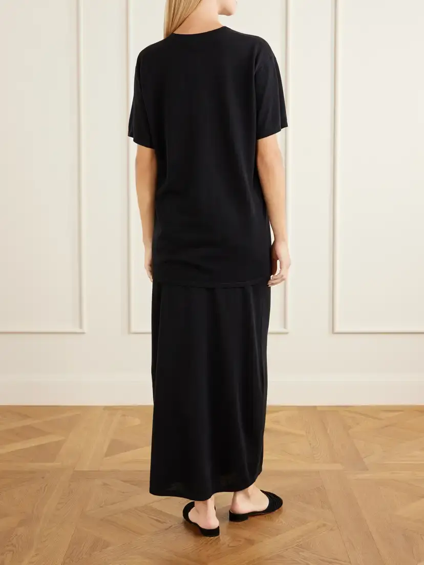 TOTEME Lyocell And Cashmere-blend T-shirt - Black | Thumbnail 3 TOTEME Lyocell And Cashmere-blend T-shirt - Black | Thumbnail 3