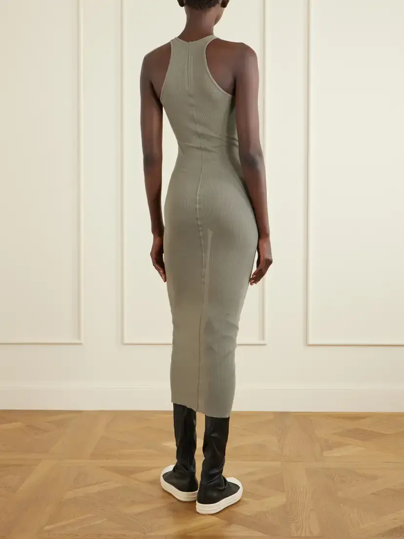 Rick Owens Tank Ribbed-jersey Halterneck Midi Dress | Thumbnail 3 Rick Owens Tank Ribbed-jersey Halterneck Midi Dress | Thumbnail 3