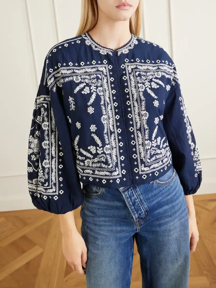 Veronica Beard Drake Cropped Embroidered Cotton-blend Poplin Jacket | Thumbnail 5