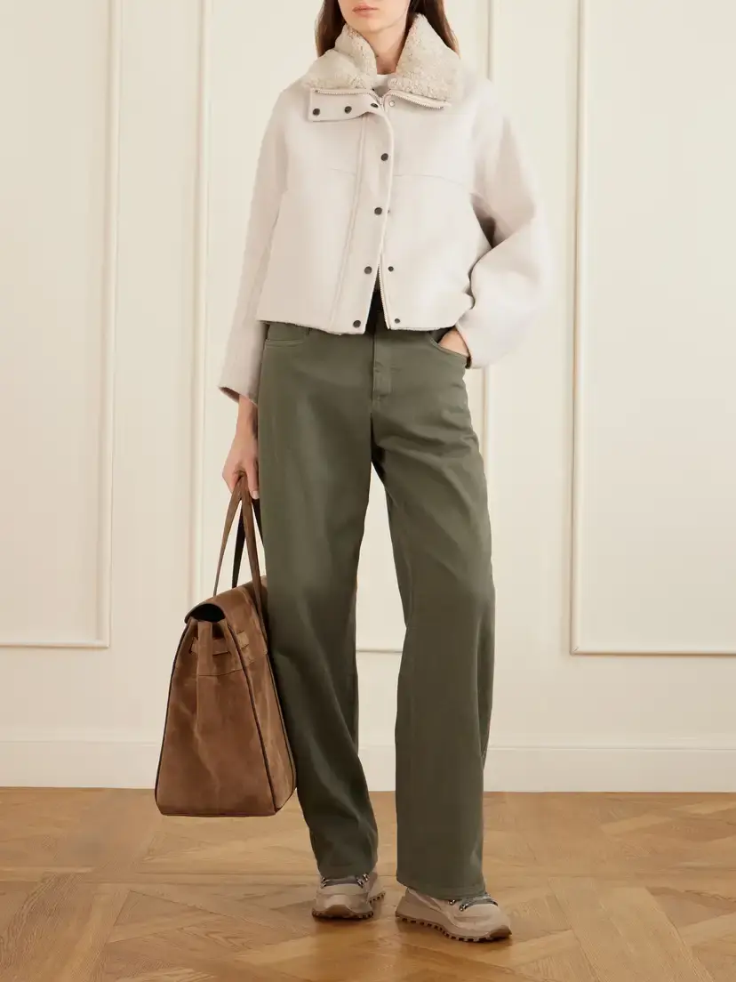 Brunello Cucinelli Shearling-trimmed Wool And Cashmere-blend Jacket - Neutrals | Thumbnail 2 Brunello Cucinelli Shearling-trimmed Wool And Cashmere-blend Jacket - Neutrals | Thumbnail 2