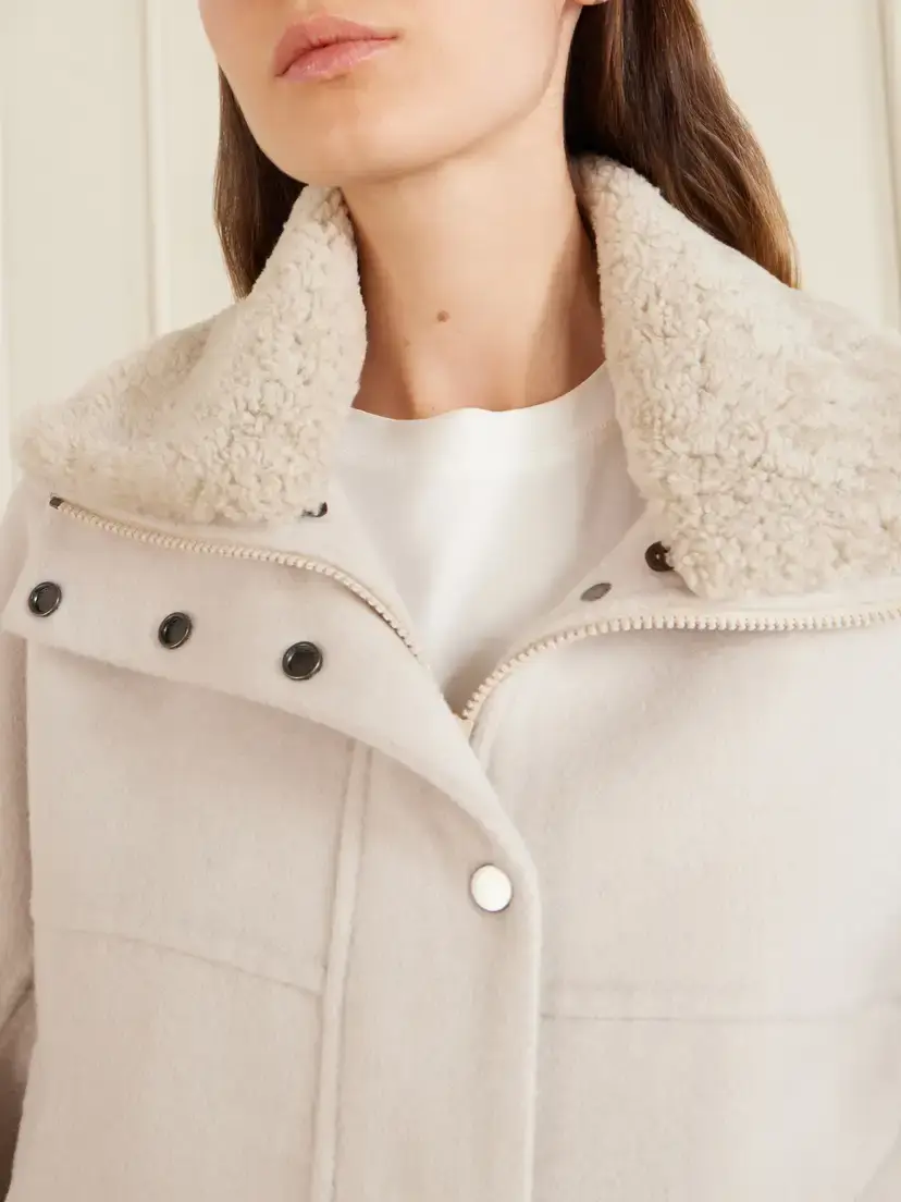 Brunello Cucinelli Shearling-trimmed Wool And Cashmere-blend Jacket - Neutrals | Thumbnail 6 Brunello Cucinelli Shearling-trimmed Wool And Cashmere-blend Jacket - Neutrals | Thumbnail 6