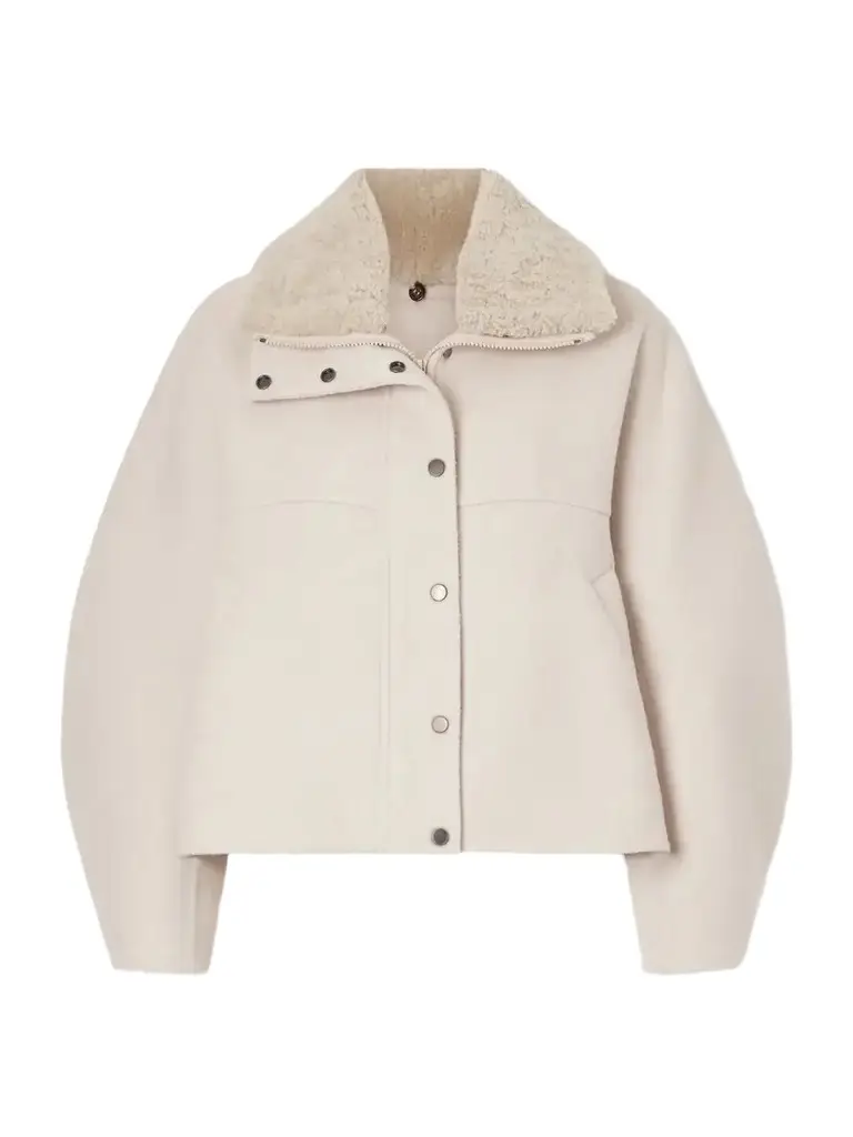 Brunello Cucinelli Shearling-trimmed Wool And Cashmere-blend Jacket | Image 1 Brunello Cucinelli Shearling-trimmed Wool And Cashmere-blend Jacket | Image 1