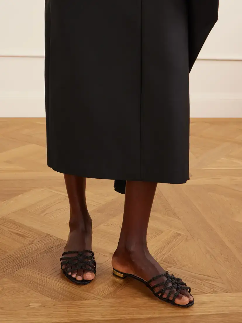 Aquazzura Luna Raffia-trimmed Cord Slides | Thumbnail 2 Aquazzura Luna Raffia-trimmed Cord Slides | Thumbnail 2
