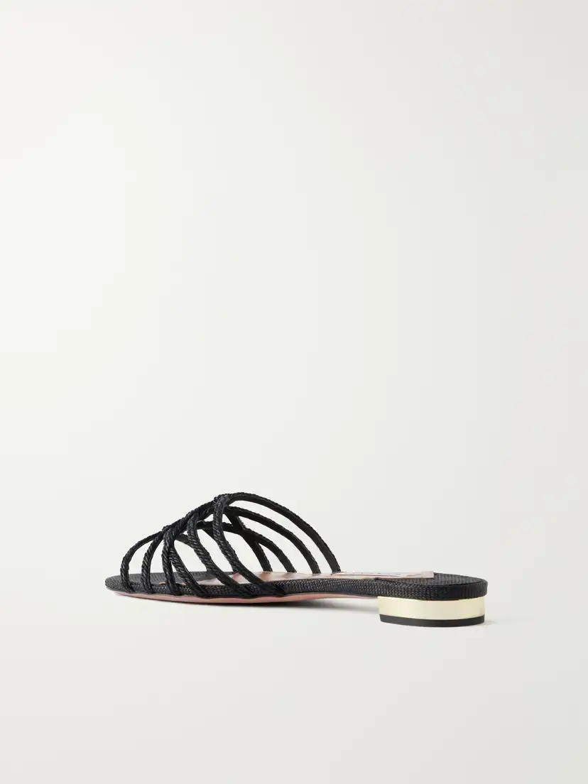 Aquazzura Luna Raffia-trimmed Cord Slides | Thumbnail 3 Aquazzura Luna Raffia-trimmed Cord Slides | Thumbnail 3