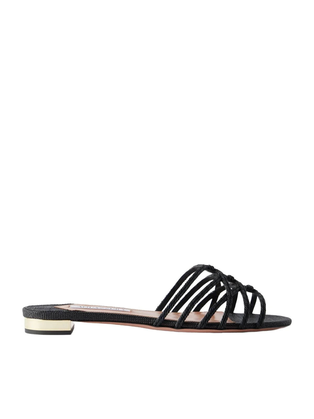 Aquazzura Luna Raffia-trimmed Cord Slides