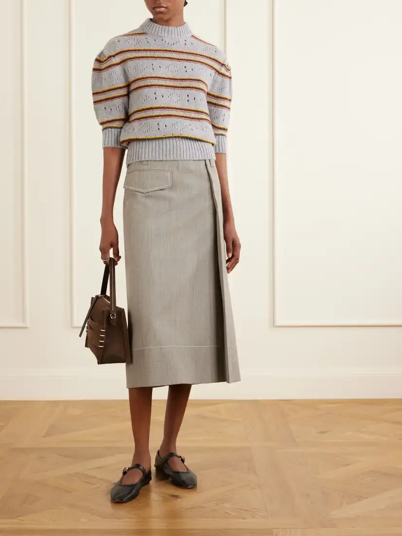 Marni Cropped Striped Open-knit Cashmere Sweater | Thumbnail 2 Marni Cropped Striped Open-knit Cashmere Sweater | Thumbnail 2