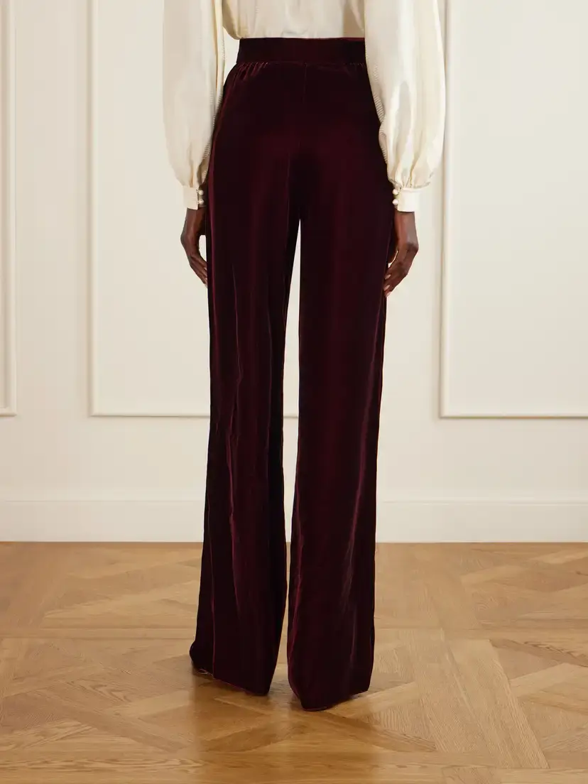 Valentino Garavani Pleated Velvet Wide-leg Pants | Thumbnail 3 Valentino Garavani Pleated Velvet Wide-leg Pants | Thumbnail 3