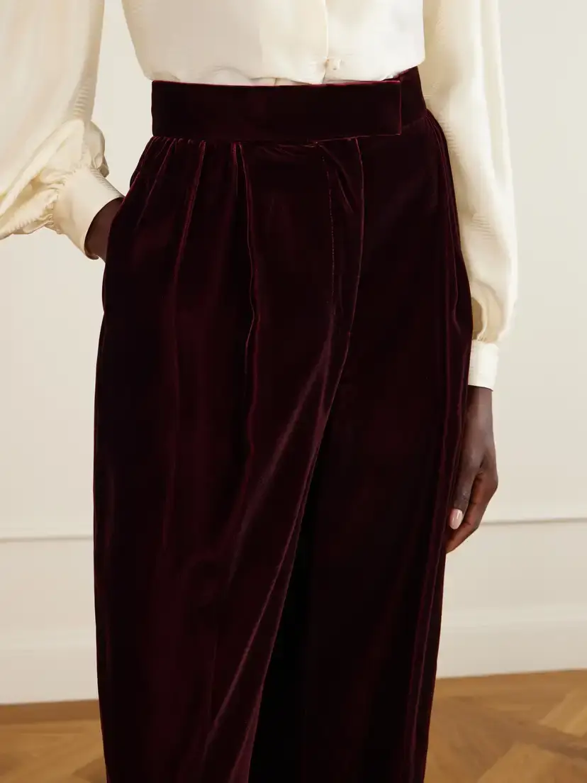 Valentino Garavani Pleated Velvet Wide-leg Pants | Thumbnail 4 Valentino Garavani Pleated Velvet Wide-leg Pants | Thumbnail 4