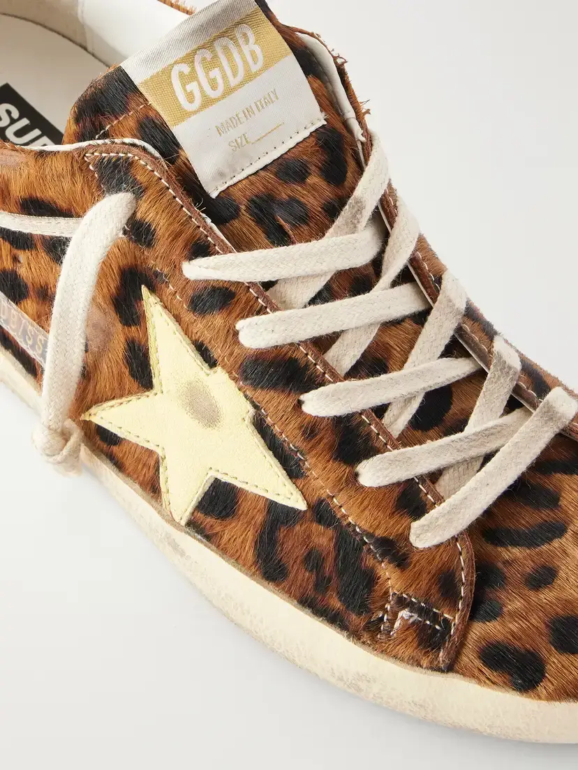 Golden Goose Super-star Horsy Distressed Animal-print Calf-hair And Leather Sneakers - Animal Print | Thumbnail 5 Golden Goose Super-star Horsy Distressed Animal-print Calf-hair And Leather Sneakers - Animal Print | Thumbnail 5