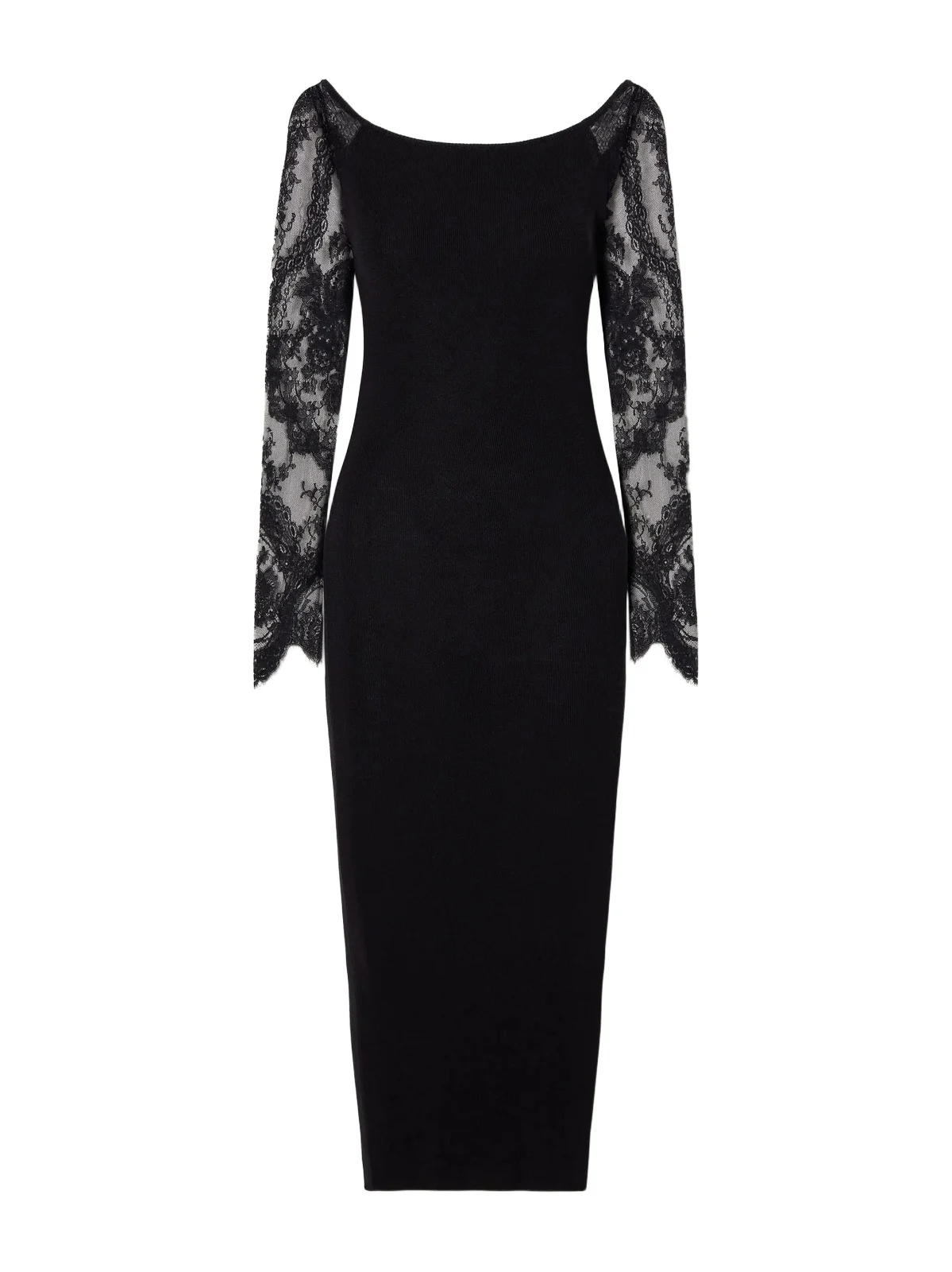 Lace-trimmed Wool-blend Midi Dress Lace-trimmed Wool-blend Midi Dress