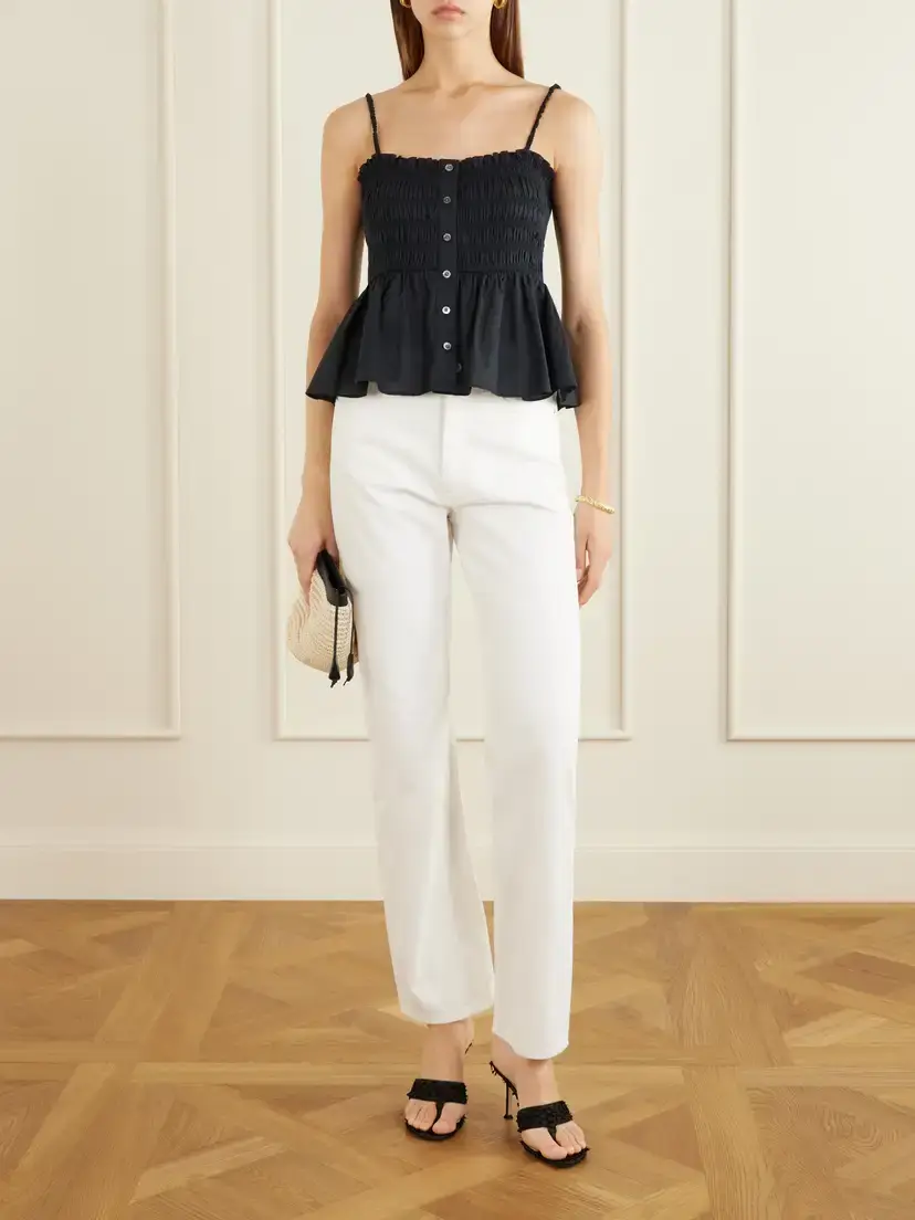 Veronica Beard Tullia Shirred Tiered Cotton-poplin Top | Thumbnail 2