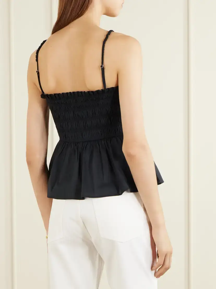 Veronica Beard Tullia Shirred Tiered Cotton-poplin Top | Thumbnail 3