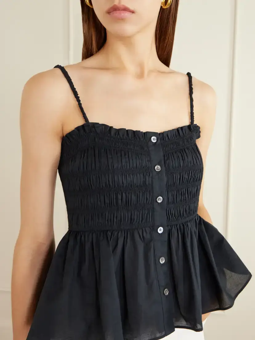 Veronica Beard Tullia Shirred Tiered Cotton-poplin Top | Thumbnail 4