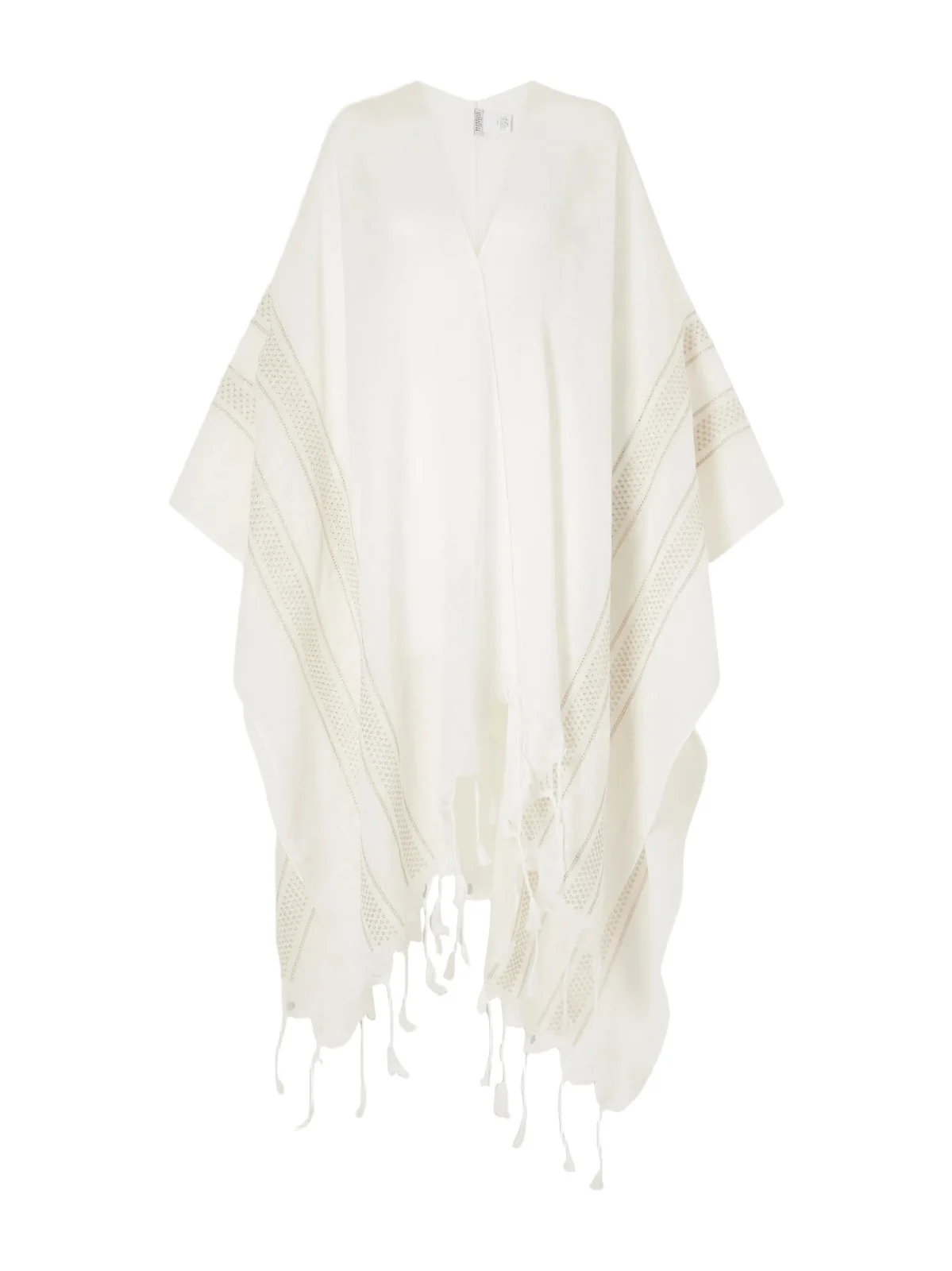 Fringed Broderie Anglaise-trimmed Linen Poncho Fringed Broderie Anglaise-trimmed Linen Poncho