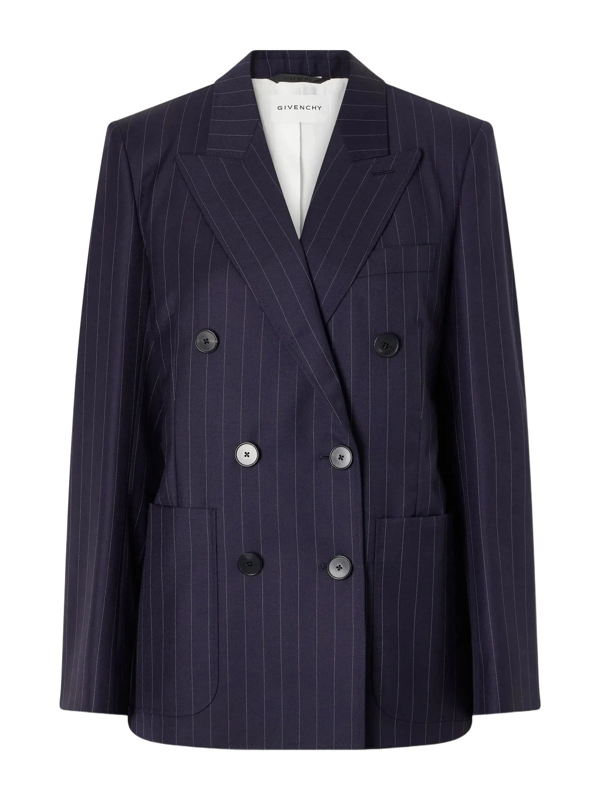 Pinstriped Double-breasted Wool Blazer Pinstriped Double-breasted Wool Blazer