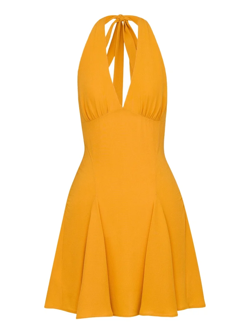 halter dress in silk crepe de chine