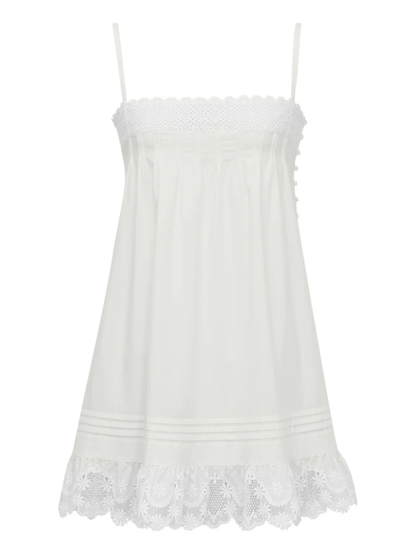 Yves Saint Laurent A-line dress in embroidered cotton poplin