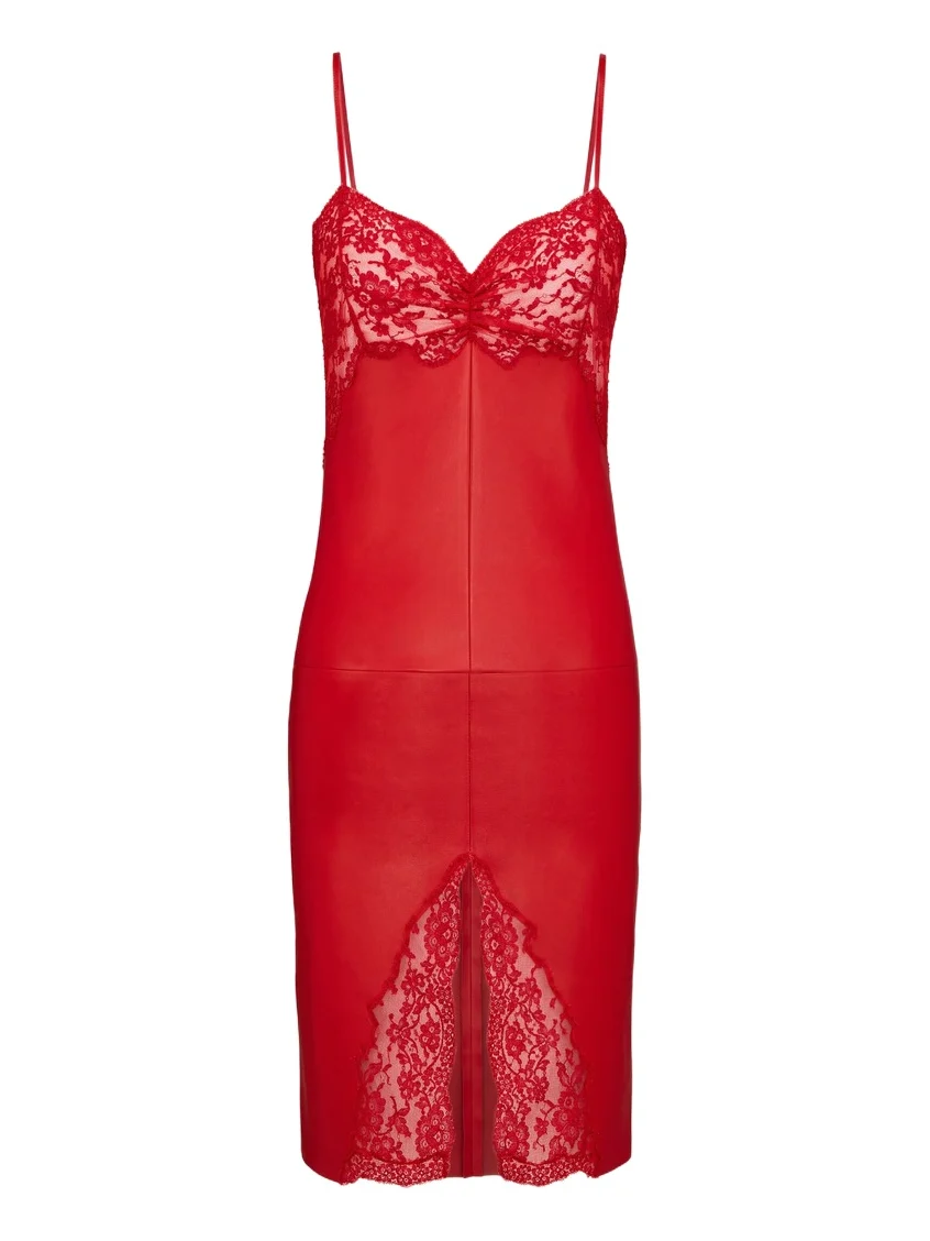 Yves Saint Laurent Dress in Lambskin and Lace