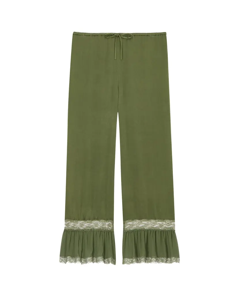 Yves Saint Laurent Lace-cuff pants in silk satin | Image 1 Yves Saint Laurent Lace-cuff pants in silk satin | Image 1