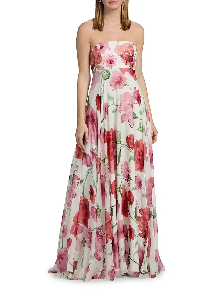 SACHIN & BABI Women's Ames Floral Strapless A-Line Gown | Thumbnail 3 SACHIN & BABI Women's Ames Floral Strapless A-Line Gown | Thumbnail 3