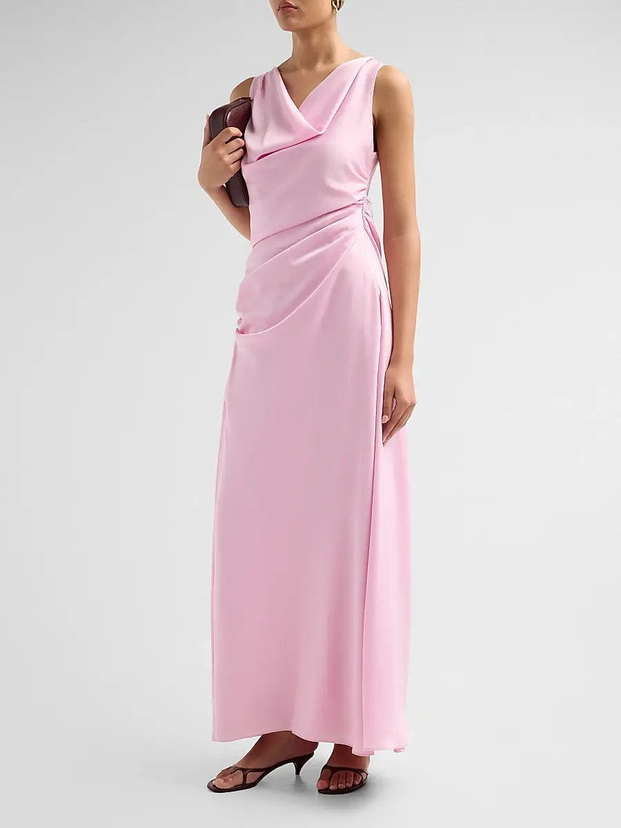 Simkhai Women's Elinne Ruched Satin Gown | Thumbnail 4 Simkhai Women's Elinne Ruched Satin Gown | Thumbnail 4