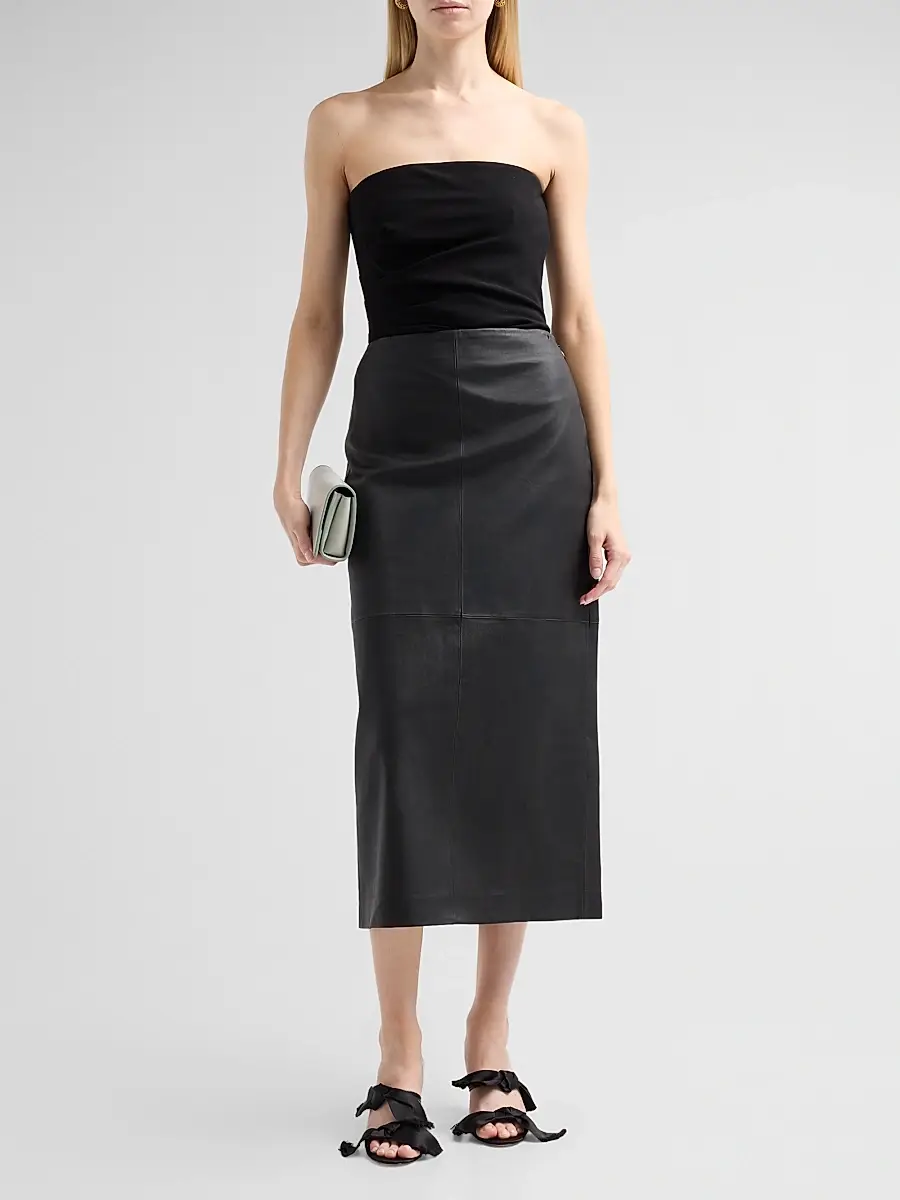 Simkhai Women's Raven Leather Pencil Skirt | Thumbnail 2 Simkhai Women's Raven Leather Pencil Skirt | Thumbnail 2