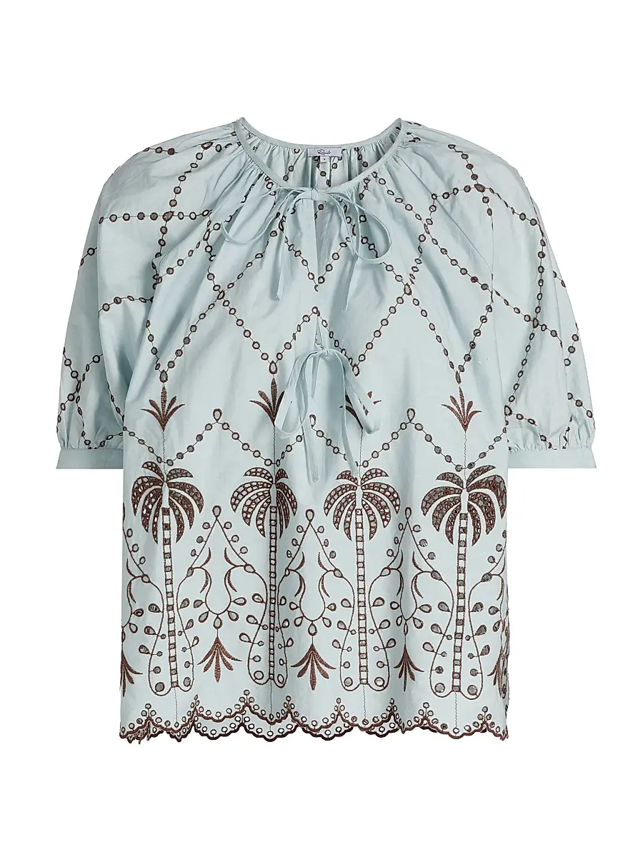 RAILS Women's Catalene Embroidered Cotton Top - Ocean Palms Embroidery - Size XS | Image 1 RAILS Women's Catalene Embroidered Cotton Top - Ocean Palms Embroidery - Size XS | Image 1