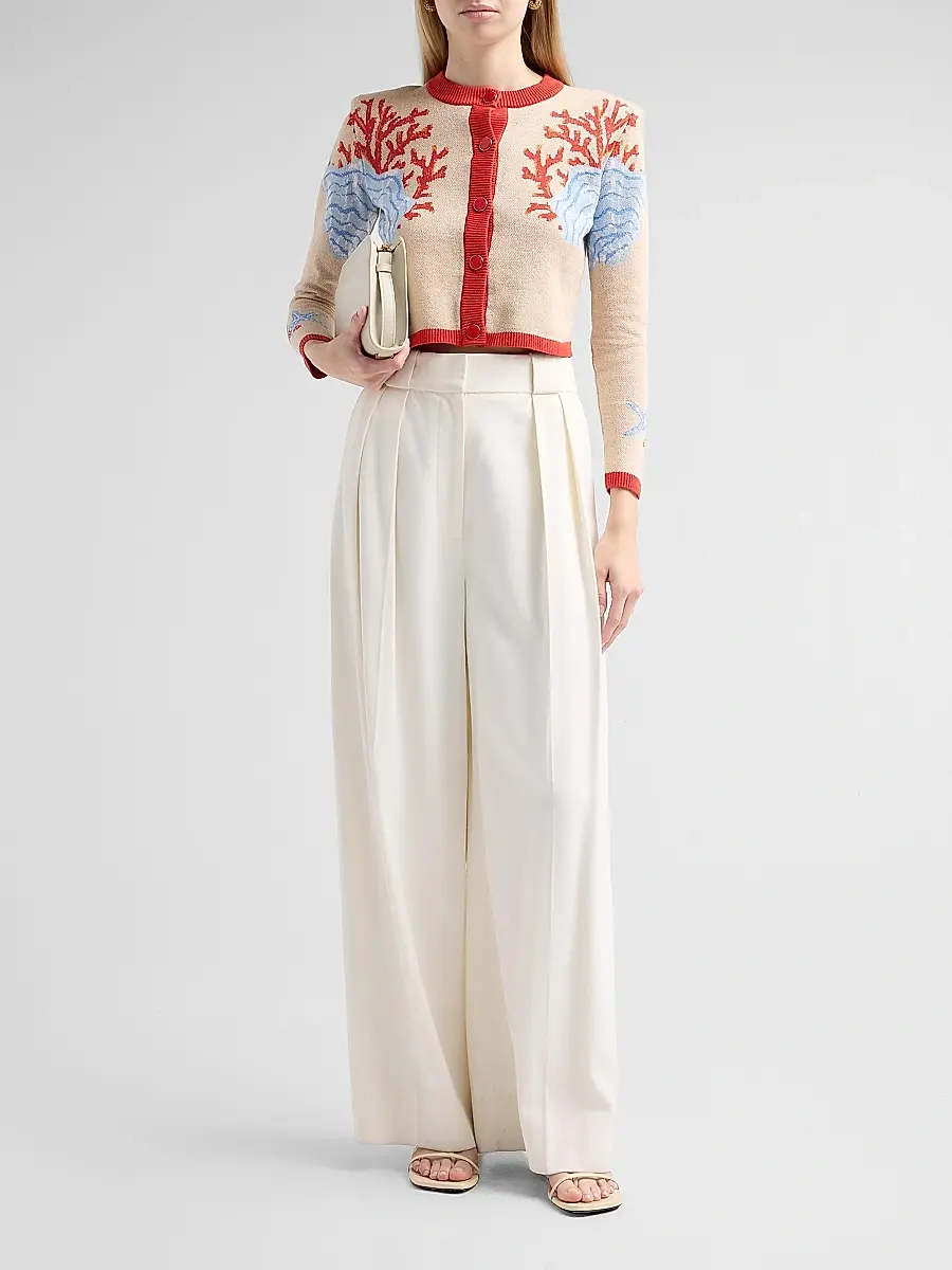 Retrofête Women's Aralyn Coral Seashell Knit Cardigan | Thumbnail 2