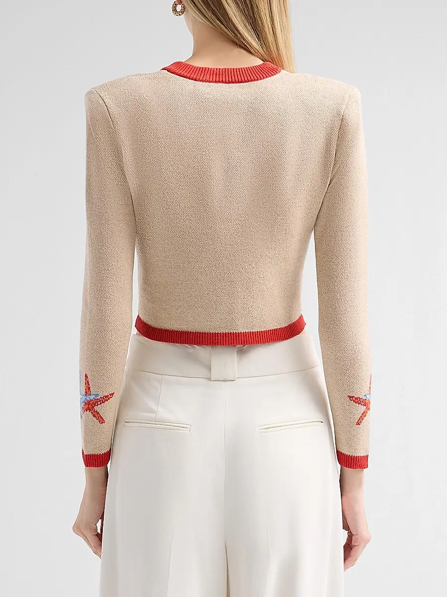 Retrofête Women's Aralyn Coral Seashell Knit Cardigan | Thumbnail 3