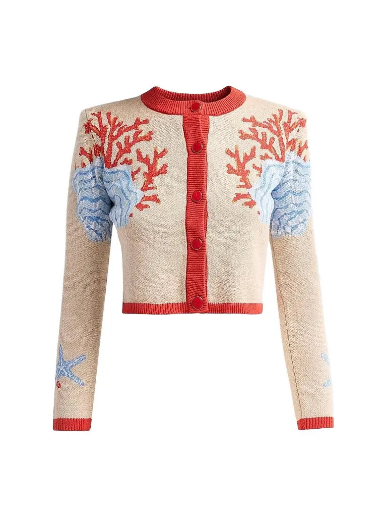 Retrofête Women's Aralyn Coral Seashell Knit Cardigan - Sand Multi - Size Small | Image 1 Retrofête Women's Aralyn Coral Seashell Knit Cardigan - Sand Multi - Size Small | Image 1