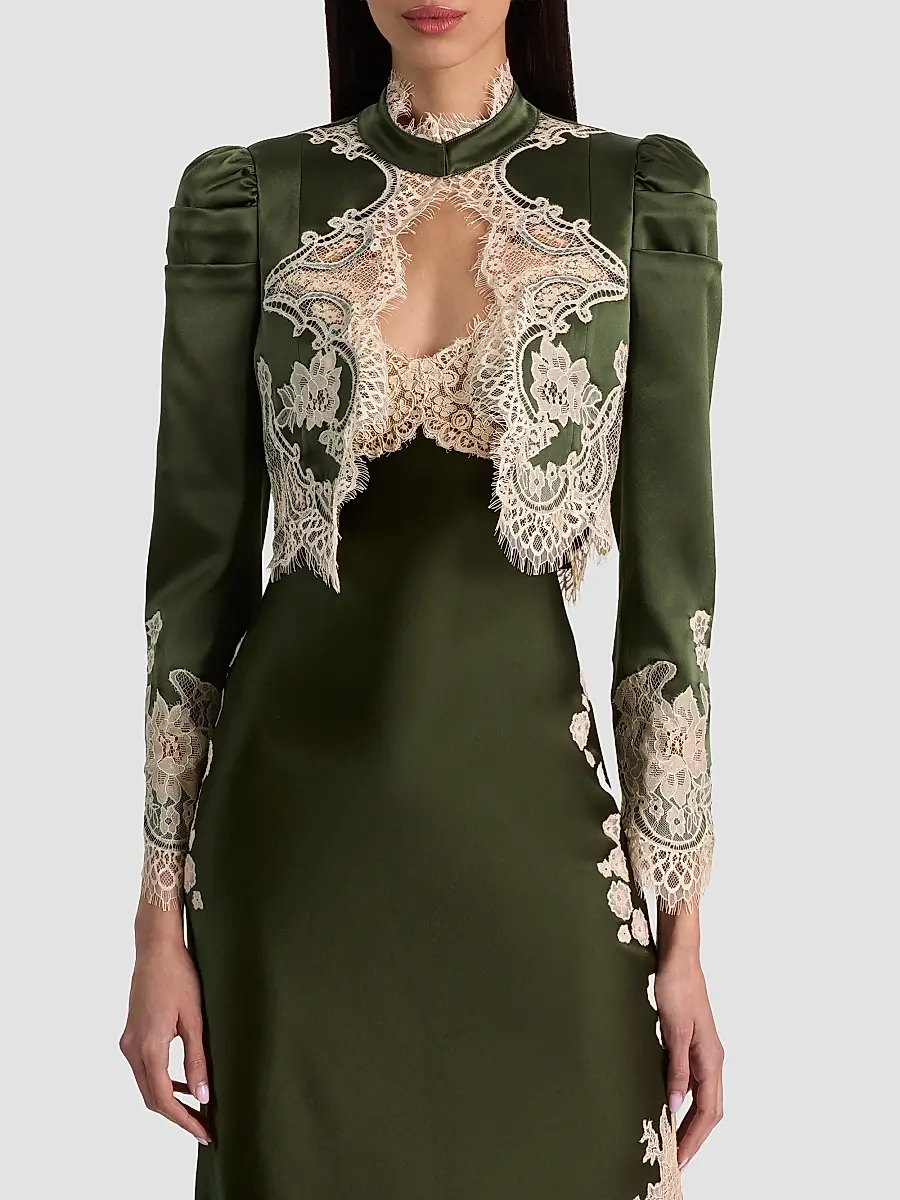 Alice + Olivia Women's Thomasina Lace-Trim Crop Jacket | Thumbnail 4 Alice + Olivia Women's Thomasina Lace-Trim Crop Jacket | Thumbnail 4