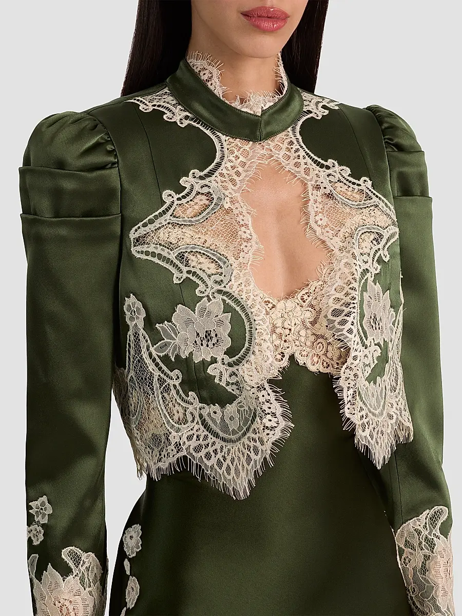 Alice + Olivia Women's Thomasina Lace-Trim Crop Jacket | Thumbnail 6 Alice + Olivia Women's Thomasina Lace-Trim Crop Jacket | Thumbnail 6