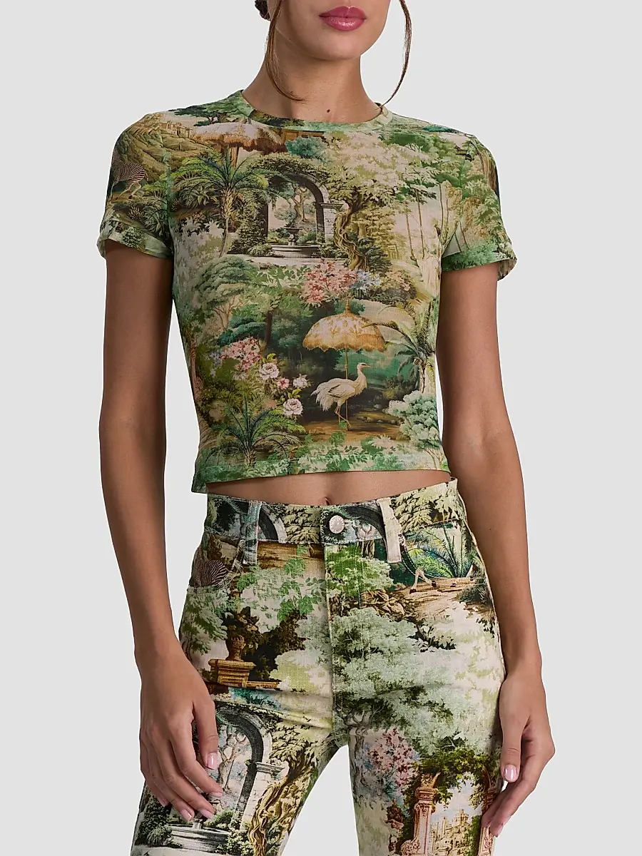 Alice + Olivia Women's Tess Terrain-Print T-Shirt | Thumbnail 4 Alice + Olivia Women's Tess Terrain-Print T-Shirt | Thumbnail 4