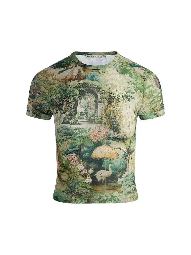 Alice + Olivia Women's Tess Terrain-Print T-Shirt - Terrain - Size XL | Image 1 Alice + Olivia Women's Tess Terrain-Print T-Shirt - Terrain - Size XL | Image 1