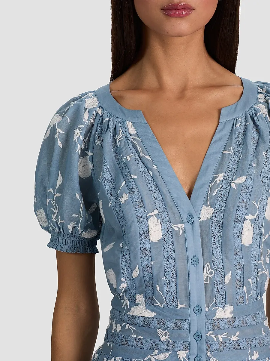 Alice + Olivia Women's Kathryn Lace-Trim Floral Midi Shirtdress | Thumbnail 5 Alice + Olivia Women's Kathryn Lace-Trim Floral Midi Shirtdress | Thumbnail 5