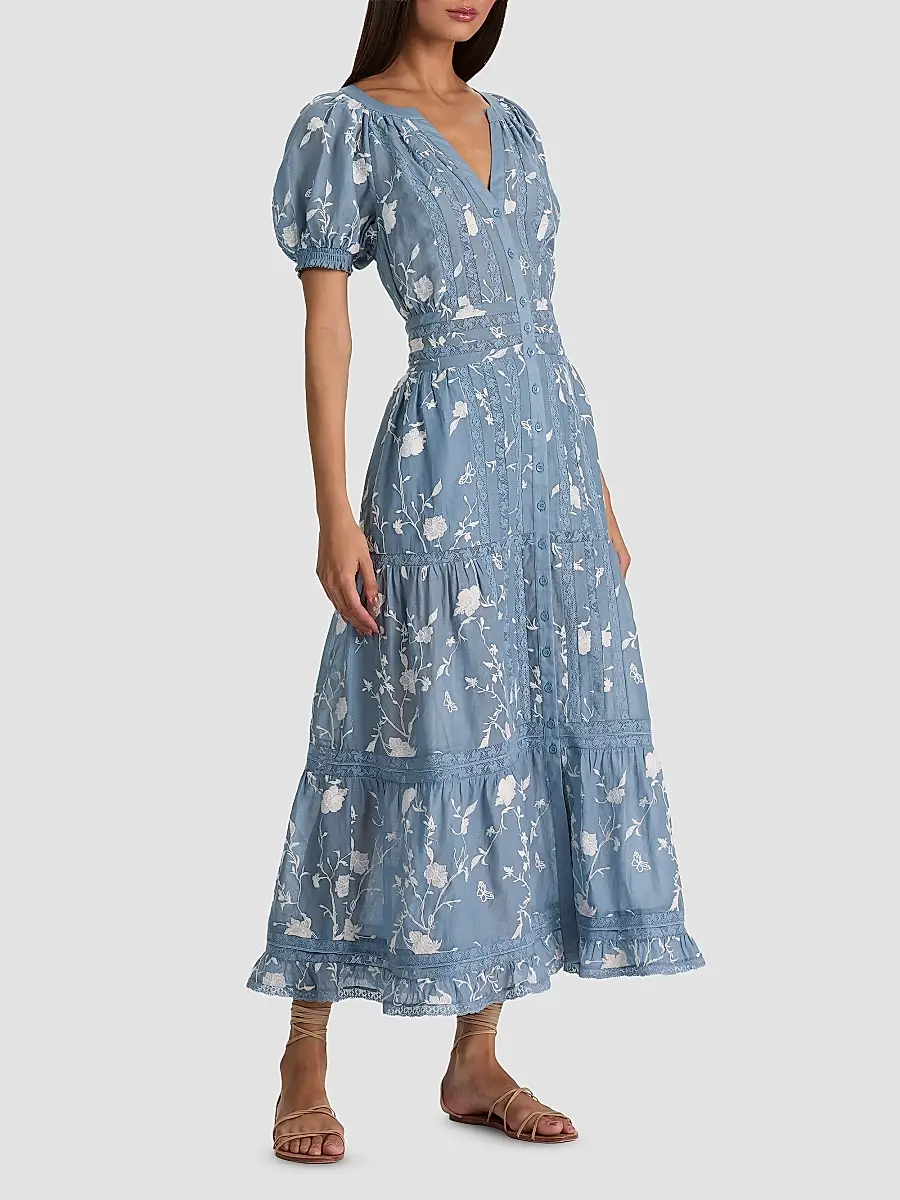 Alice + Olivia Women's Kathryn Lace-Trim Floral Midi Shirtdress | Thumbnail 6 Alice + Olivia Women's Kathryn Lace-Trim Floral Midi Shirtdress | Thumbnail 6