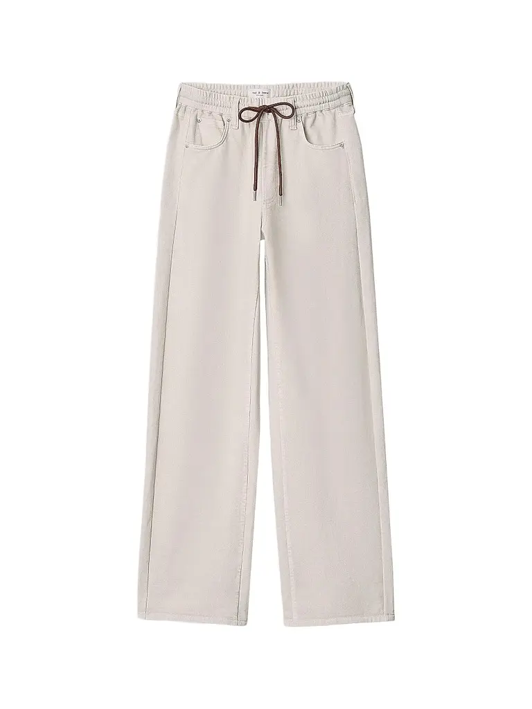 rag & bone Women's rb Miramar Drawstring Terry Wide-Leg Track Jeans - Ecru - Size XL | Image 1 rag & bone Women's rb Miramar Drawstring Terry Wide-Leg Track Jeans - Ecru - Size XL | Image 1