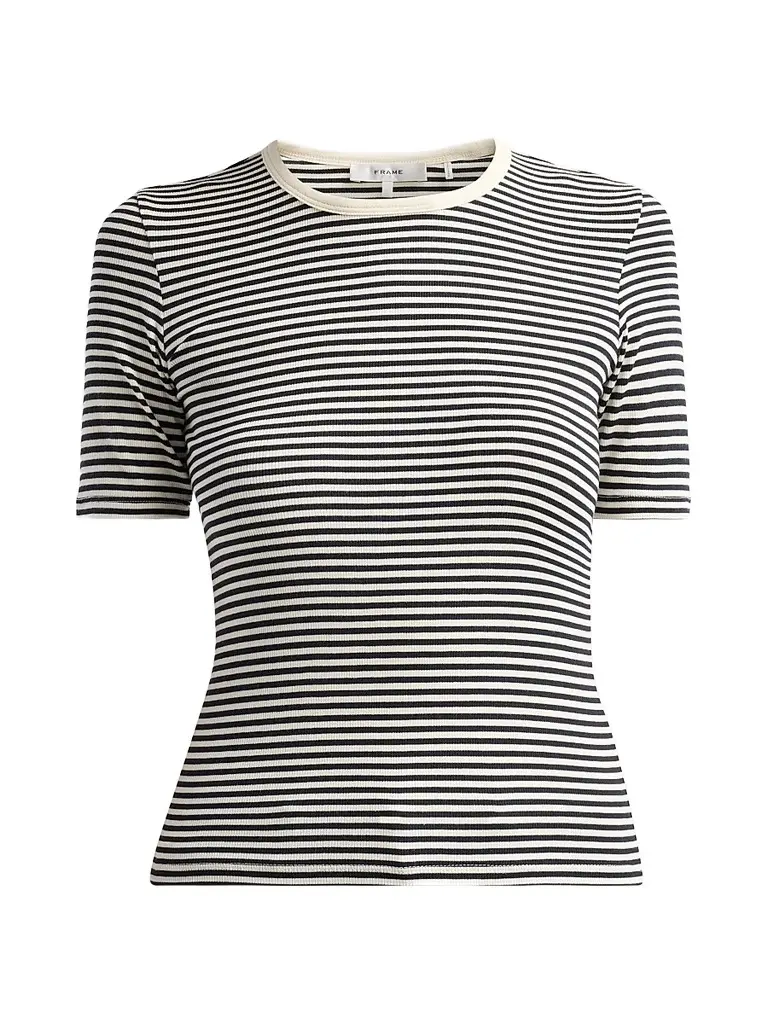 Frame Women's The Fine Striped Crewneck T-Shirt | Image 1 Frame Women's The Fine Striped Crewneck T-Shirt | Image 1